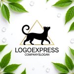 画像9: 三角形とエレガントな猫のロゴ (9)