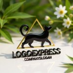 画像12: 三角形とエレガントな猫のロゴ (12)