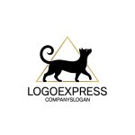 画像1: 三角形とエレガントな猫のロゴ (1)