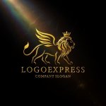 画像12: 翼を持つ獅子と王冠が輝く高級感ロゴ (12)