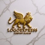 画像13: 翼を持つ獅子と王冠が輝く高級感ロゴ (13)