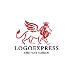 画像3: 翼を持つ獅子と王冠が輝く高級感ロゴ (3)