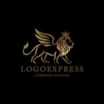 画像4: 翼を持つ獅子と王冠が輝く高級感ロゴ (4)