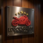 画像5: オートバイと星が輝くのロゴ (5)