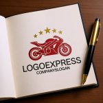 画像6: オートバイと星が輝くのロゴ (6)