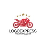 画像1: オートバイと星が輝くのロゴ (1)