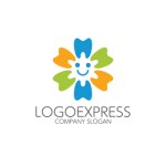 画像1: 花咲く笑顔の歯のロゴ (1)