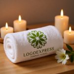 画像5: 優雅な葉自然と調和の円形ロゴ (5)