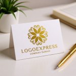 画像16: 優雅な葉自然と調和の円形ロゴ (16)