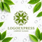 画像9: 優雅な葉自然と調和の円形ロゴ (9)