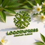 画像12: 優雅な葉自然と調和の円形ロゴ (12)