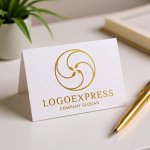 画像16: 葉っぱと渦巻のオーガニック円形ロゴ (16)