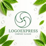 画像9: 葉っぱと渦巻のオーガニック円形ロゴ (9)