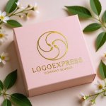 画像10: 葉っぱと渦巻のオーガニック円形ロゴ (10)