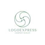 画像1: 葉っぱと渦巻のオーガニック円形ロゴ (1)