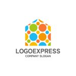 画像1: カラフルなドットの家ロゴ (1)