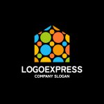 画像4: カラフルなドットの家ロゴ (4)