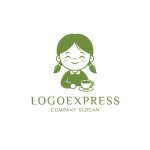 画像1: 笑顔の女の子とティーカップのロゴ (1)
