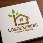 画像14: 葉っぱの煙突があるエコハウスロゴ (14)