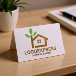 画像6: 葉っぱの煙突があるエコハウスロゴ (6)