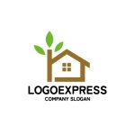 画像1: 葉っぱの煙突があるエコハウスロゴ (1)