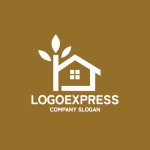 画像4: 葉っぱの煙突があるエコハウスロゴ (4)