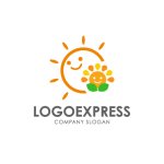 画像1: 笑顔の太陽と花のロゴ (1)