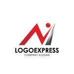 画像1: 上昇するN（またはM）と人型のダイナミックロゴ (1)