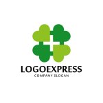 画像1: 四つ葉のクローバーとプラスのヘルシーロゴ (1)