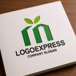 画像14: M字と葉っぱの自然派ハウスロゴ (14)