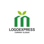 画像1: M字と葉っぱの自然派ハウスロゴ (1)