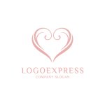 画像1: 優雅な曲線で描かれたハートのロゴ (1)