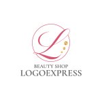 画像1: 優雅なL字と輝くドットの円形ロゴ (1)