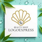画像9: 貝殻と真珠のエレガントビューティーロゴ (9)