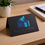 画像6: 幾何学的な建物のモダンブルーロゴ (6)