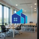 画像8: 幾何学的な建物のモダンブルーロゴ (8)