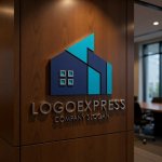 画像9: 幾何学的な建物のモダンブルーロゴ (9)