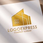 画像11: 幾何学的な建物のモダンブルーロゴ (11)