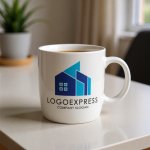 画像12: 幾何学的な建物のモダンブルーロゴ (12)