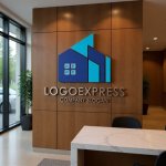 画像13: 幾何学的な建物のモダンブルーロゴ (13)