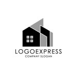 画像3: 幾何学的な建物のモダンブルーロゴ (3)