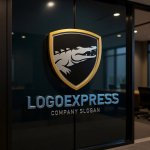 画像15: ワニとシールドの力強い防衛ロゴ (15)