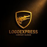 画像12: ワニとシールドの力強い防衛ロゴ (12)