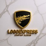 画像13: ワニとシールドの力強い防衛ロゴ (13)