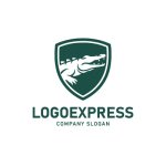 画像3: ワニとシールドの力強い防衛ロゴ (3)