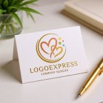 画像16: 連結するハートとカラフルドットの優しいロゴ (16)