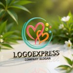 画像12: 連結するハートとカラフルドットの優しいロゴ (12)