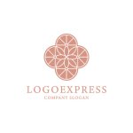 画像1: 幾何学的な花の優美ロゴ (1)