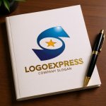 画像6: S字曲線と星の輝く成功ロゴ (6)