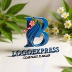 画像12: Bと桜と女性のシルエットロゴ (12)